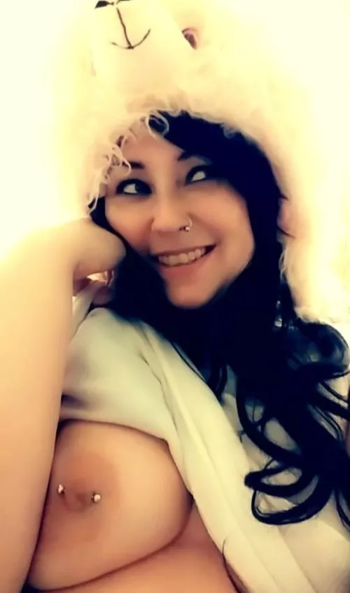 Keeping warm in my llama hat