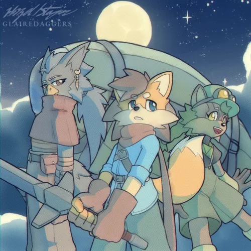 Made cover art for a furry game project of mine! (art by me, glairedaggers-art on Tumblr)