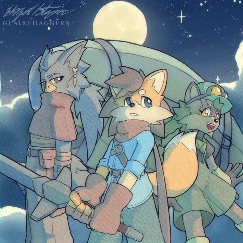 Made cover art for a furry game project of mine! (art by me, glairedaggers-art on Tumblr)