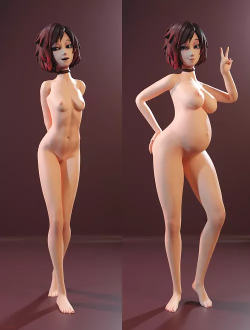 Ruby Pregnant - Before and After (peanitbud)