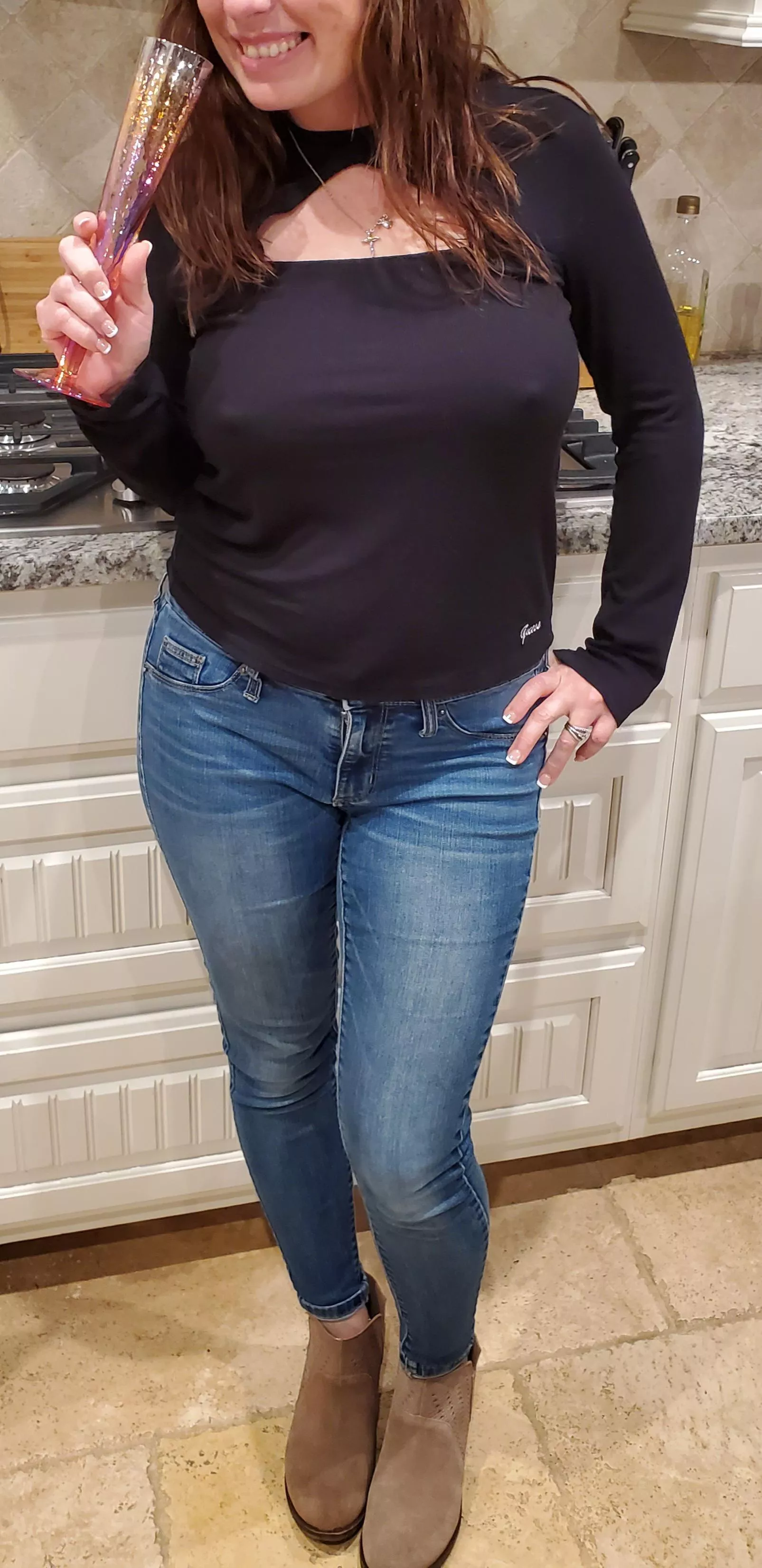 cute little slut mom loves showing off her tits on date night