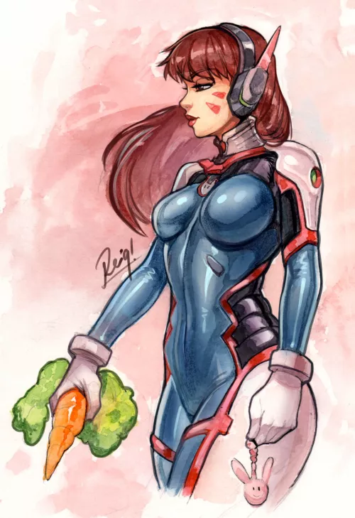 D.Va Watercolor Practice Piece [Overwatch]
