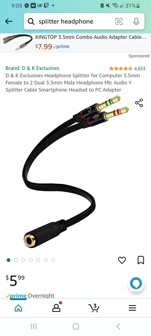 hi, I'm looking for a way to listen to my in game PS4 audio and also my laptops Spotify. I was thinking getting a kind of splitter in the first picture shown can work. something to plug my earbuds into, and two cords at the end to attach to my PS4 contr