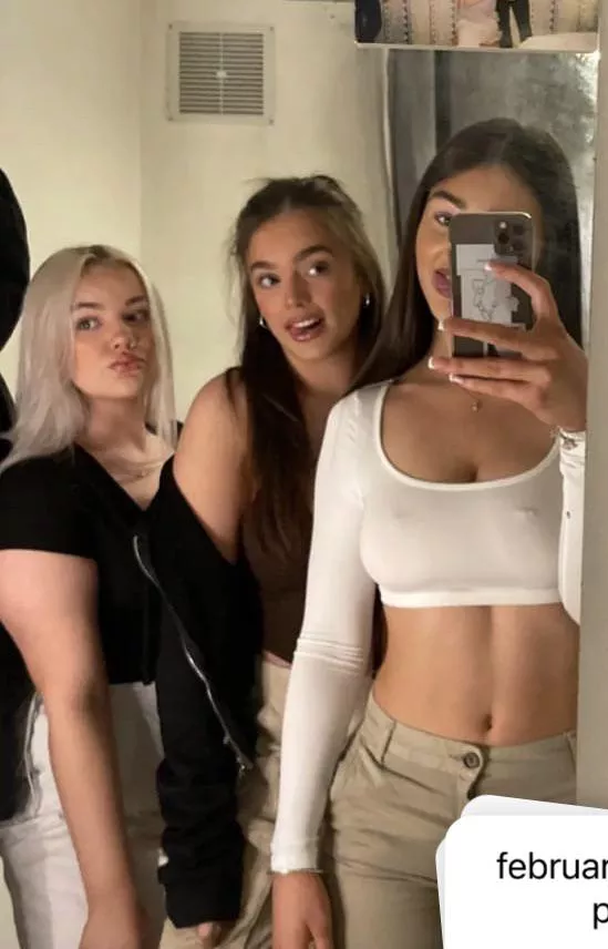 Hiding their little chests behind her rack 🤣