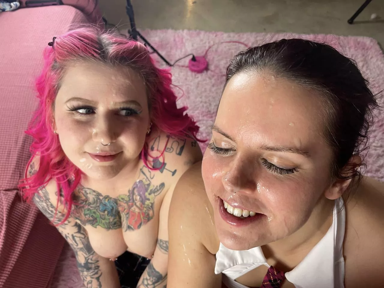 I can’t hide how happy I am after we both get a cumbath