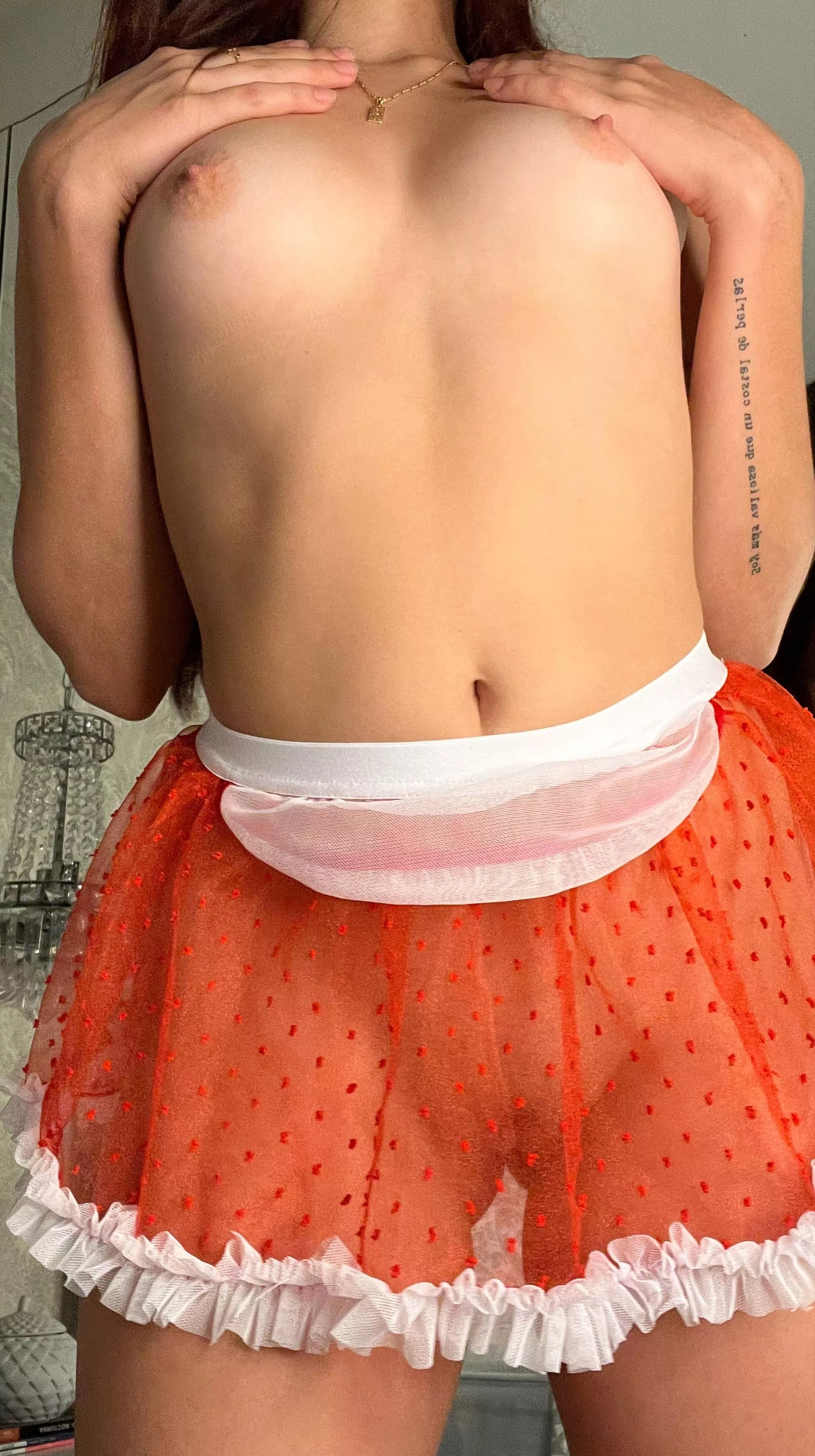 B-cups and a hint of pussy