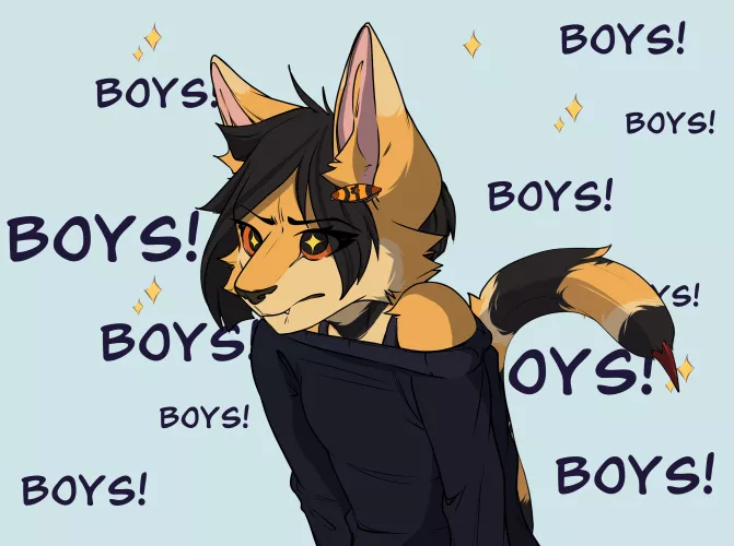 Boys make me 🥴 (art by CorgiNamedBruno)
