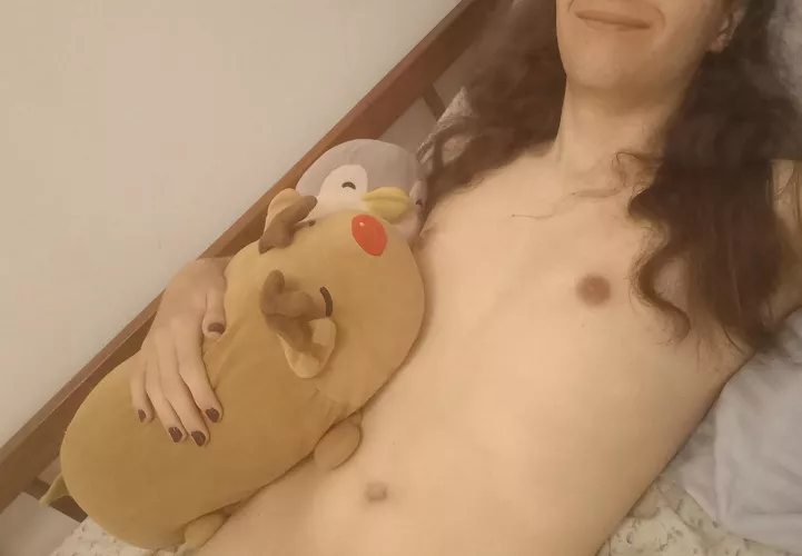 Do you want to cuddle with me and my plushies?