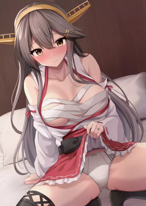 Haruna showing her panties and sarashi (akahi242) [KanColle]