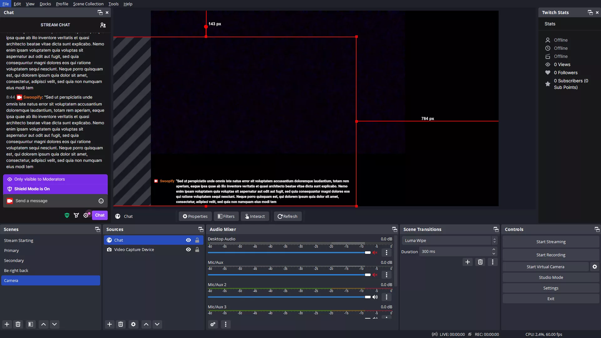 How do I make the chat less wide (fewer words per line) without stretching or distorting it? It takes up a lot of space and forces me to resize it to an unreadable small size.