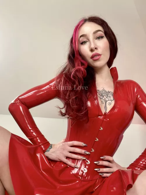 Red latex corset