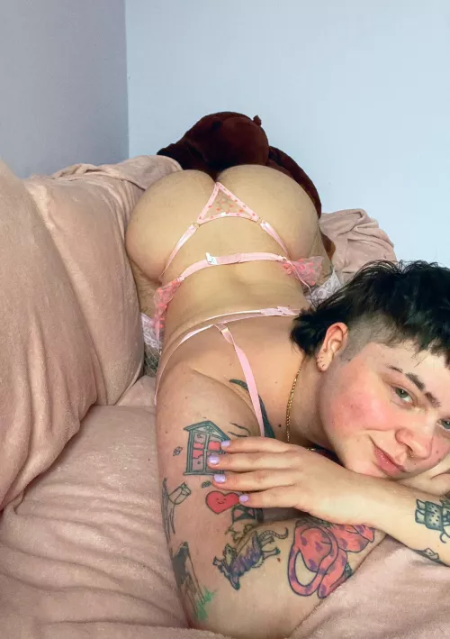 this is the view you get when I get on all fours to give you head on the sofa. what do you think? 😏