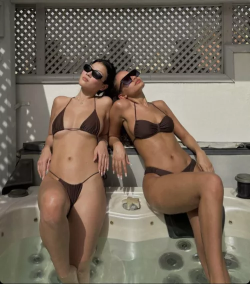 Best friends in a jacuzzi