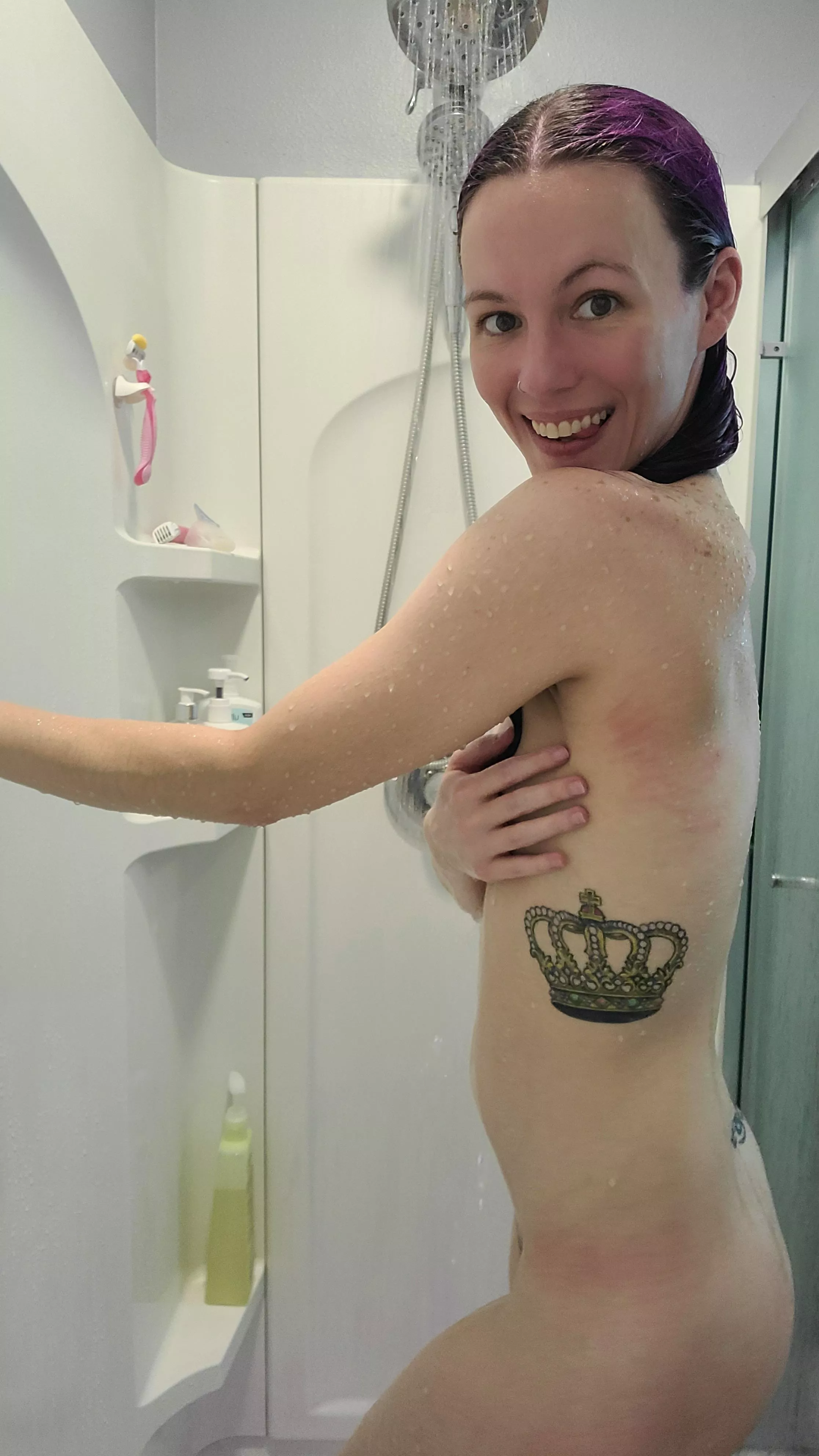 Enjoying a hot shower