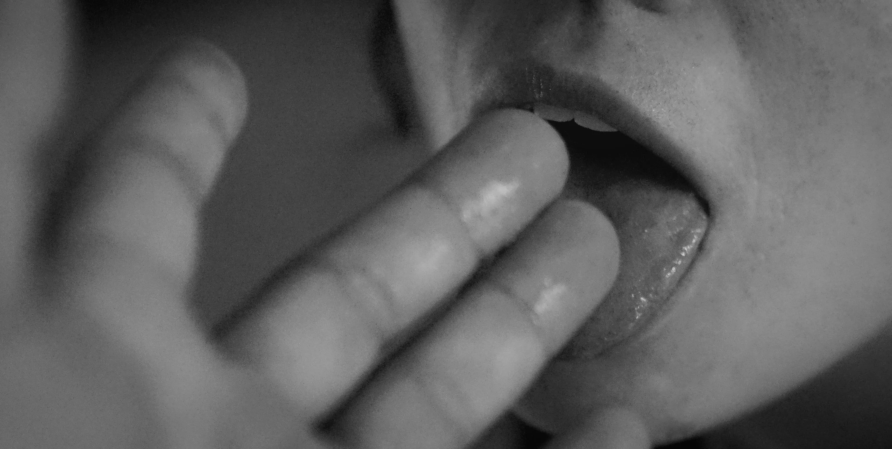 [f] When he forces me to taste the dark holes his fingers have been