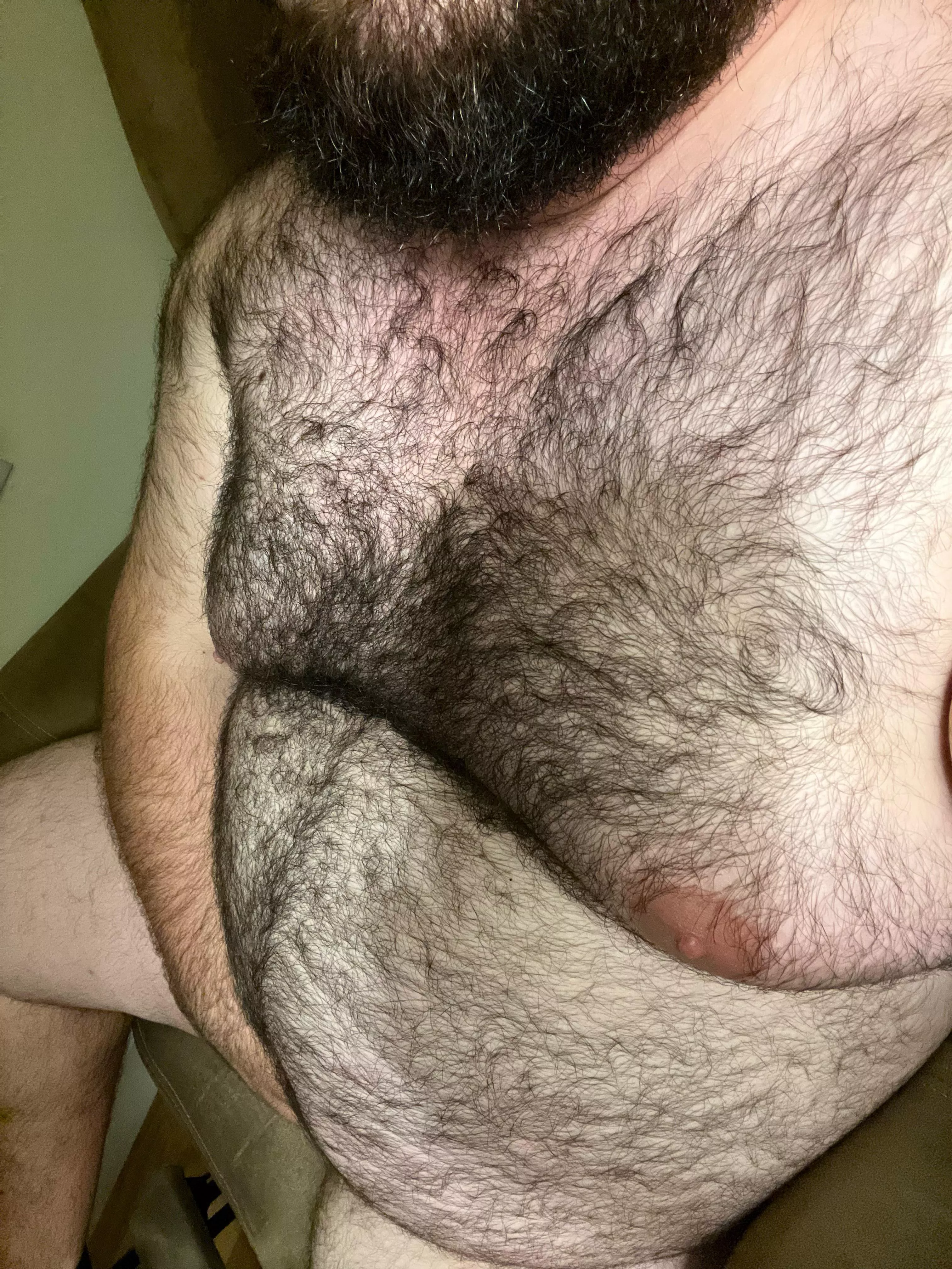 Got to hold him in check to not distract from how furry I am. Can you imagine how good the skin on skin would feel?