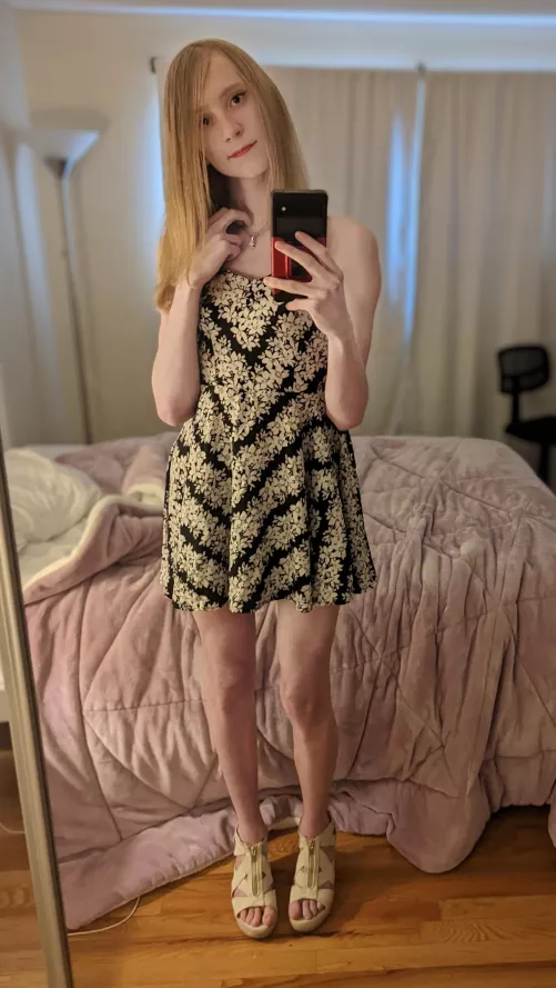 My first dress~!✨✨✨~(Day 1 of posting a pic everyday until I've worn all the feminine clothes in my wardrobe)