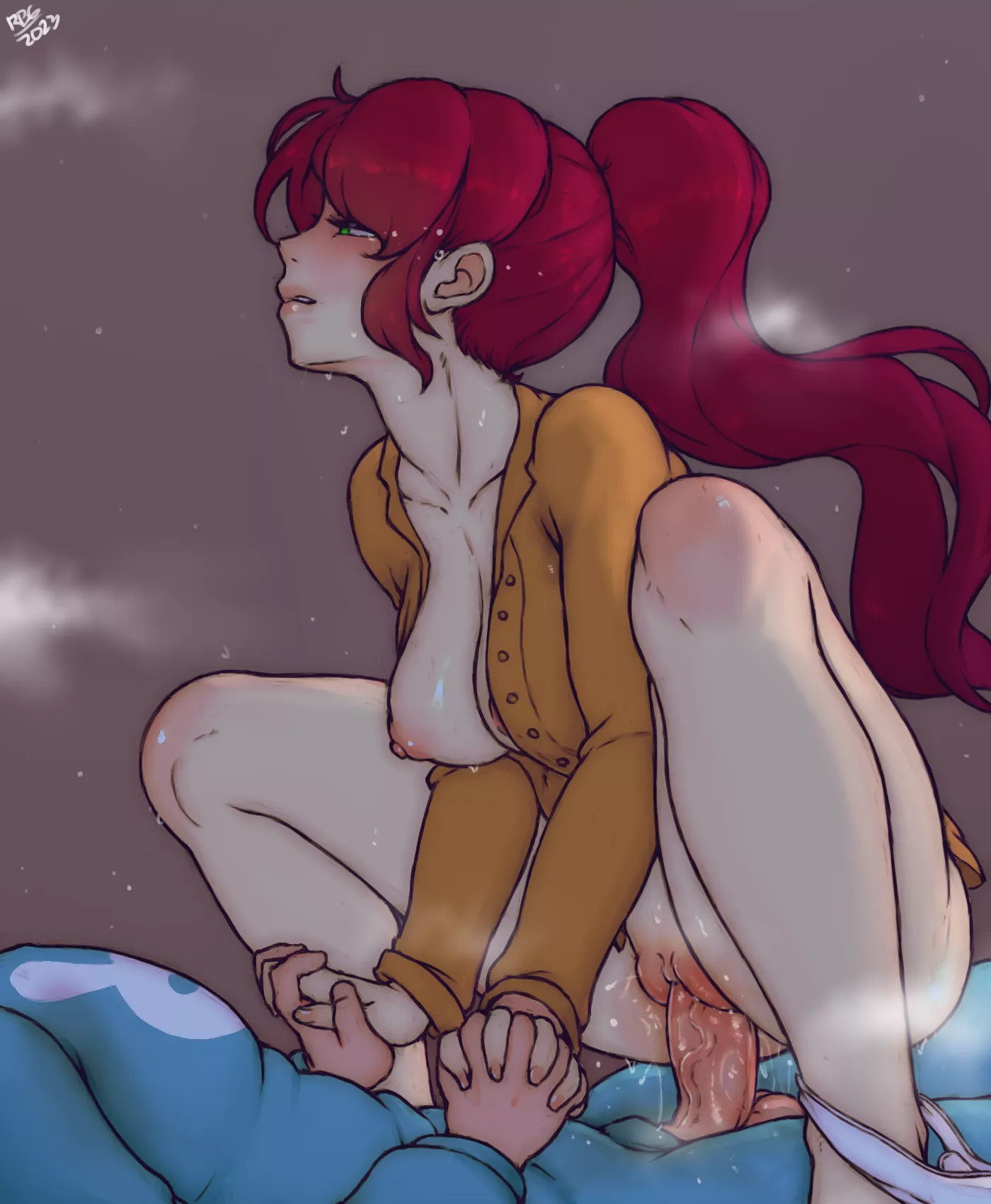 Pyrrha riding Jaune (Randomboobguy)[RWBY]