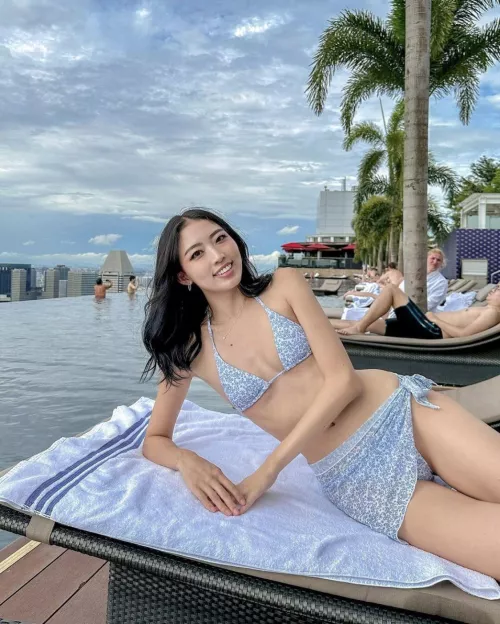 relaxing by the pool