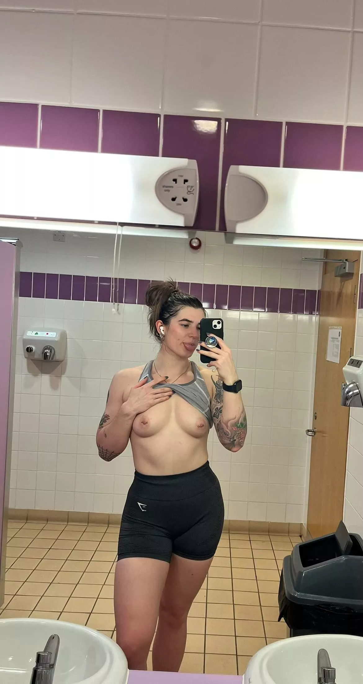 Showing you my pieced nipples at the gym