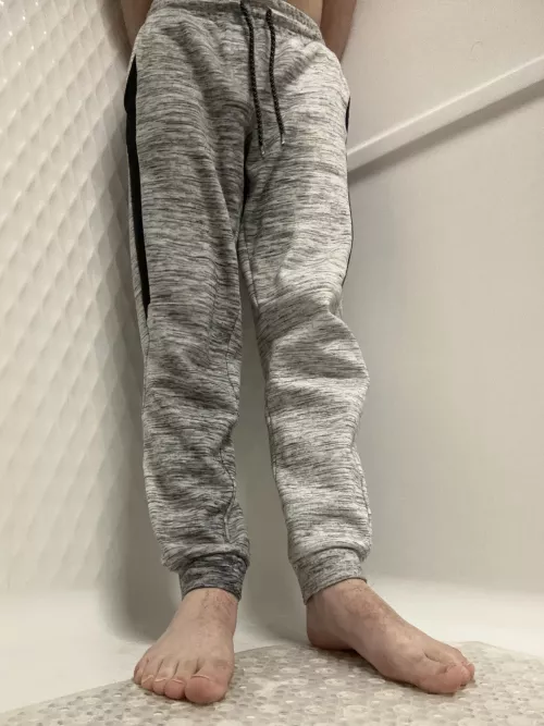 Aftermath of teen desperately pissing himself, who wants my wet cock?