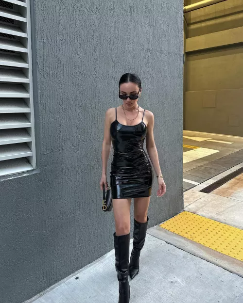 Black dress and black boots