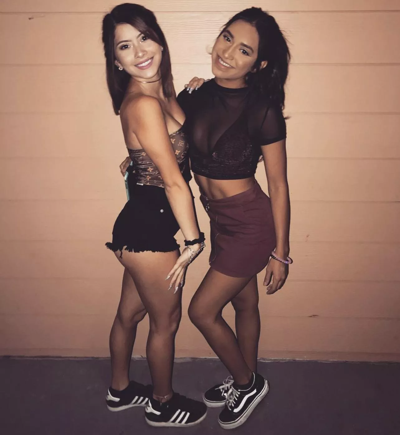 Black Shorts, Red Skirt