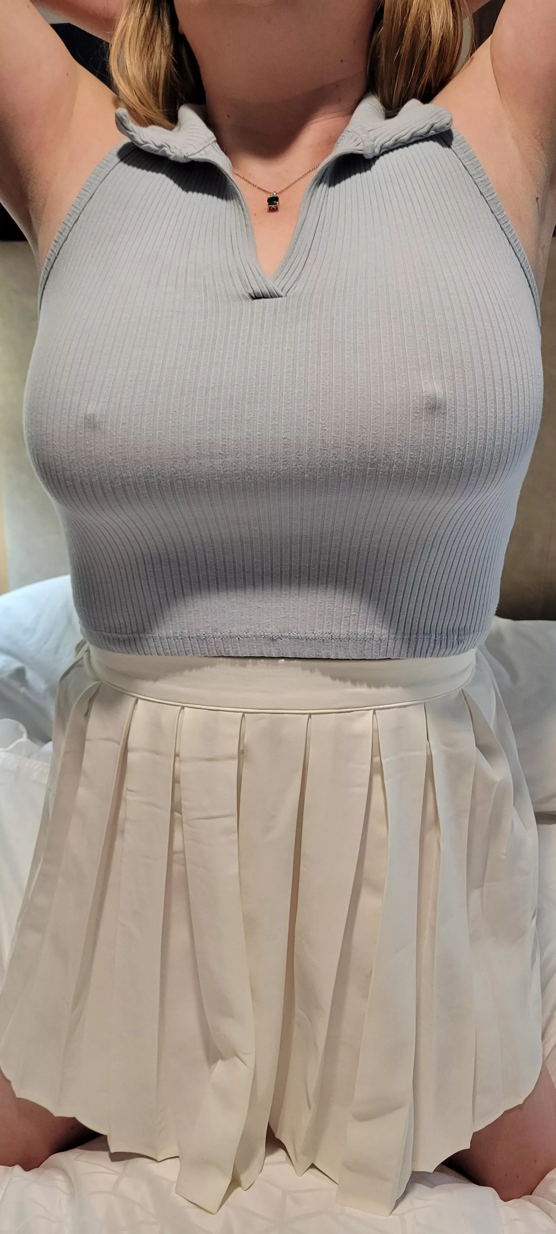 I really enjoy wearing this playing tennis in the summer. It's still a bit cold for tennis can you tell?