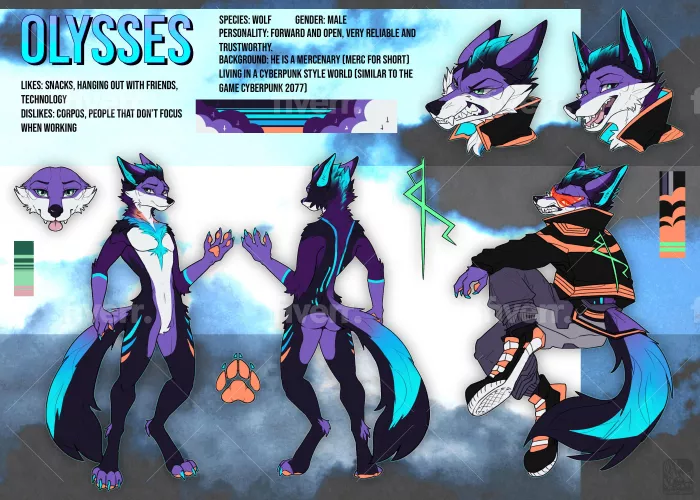 Ref sheet of my fursona is finished!!