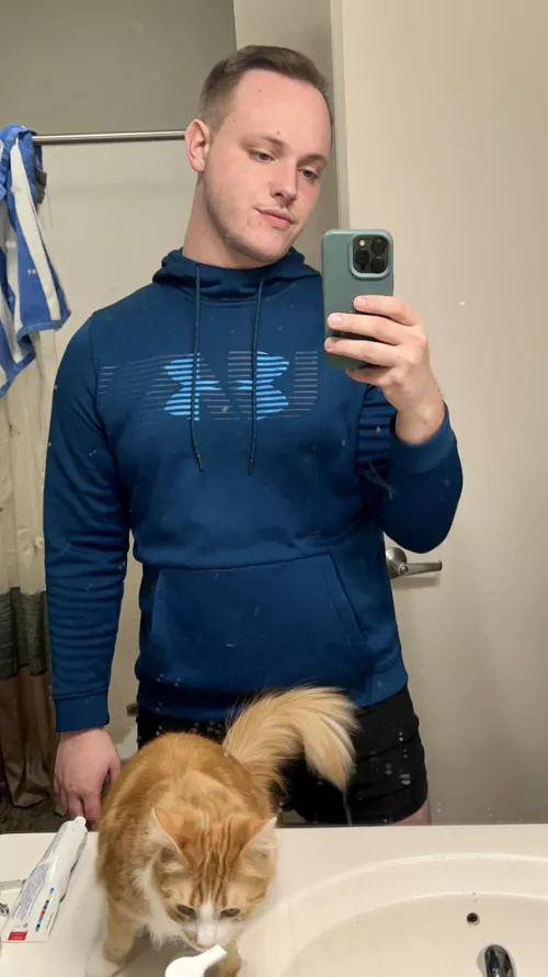 Was intending to trim my beard instead of shave, but my wonderful cat pictured here decided otherwise