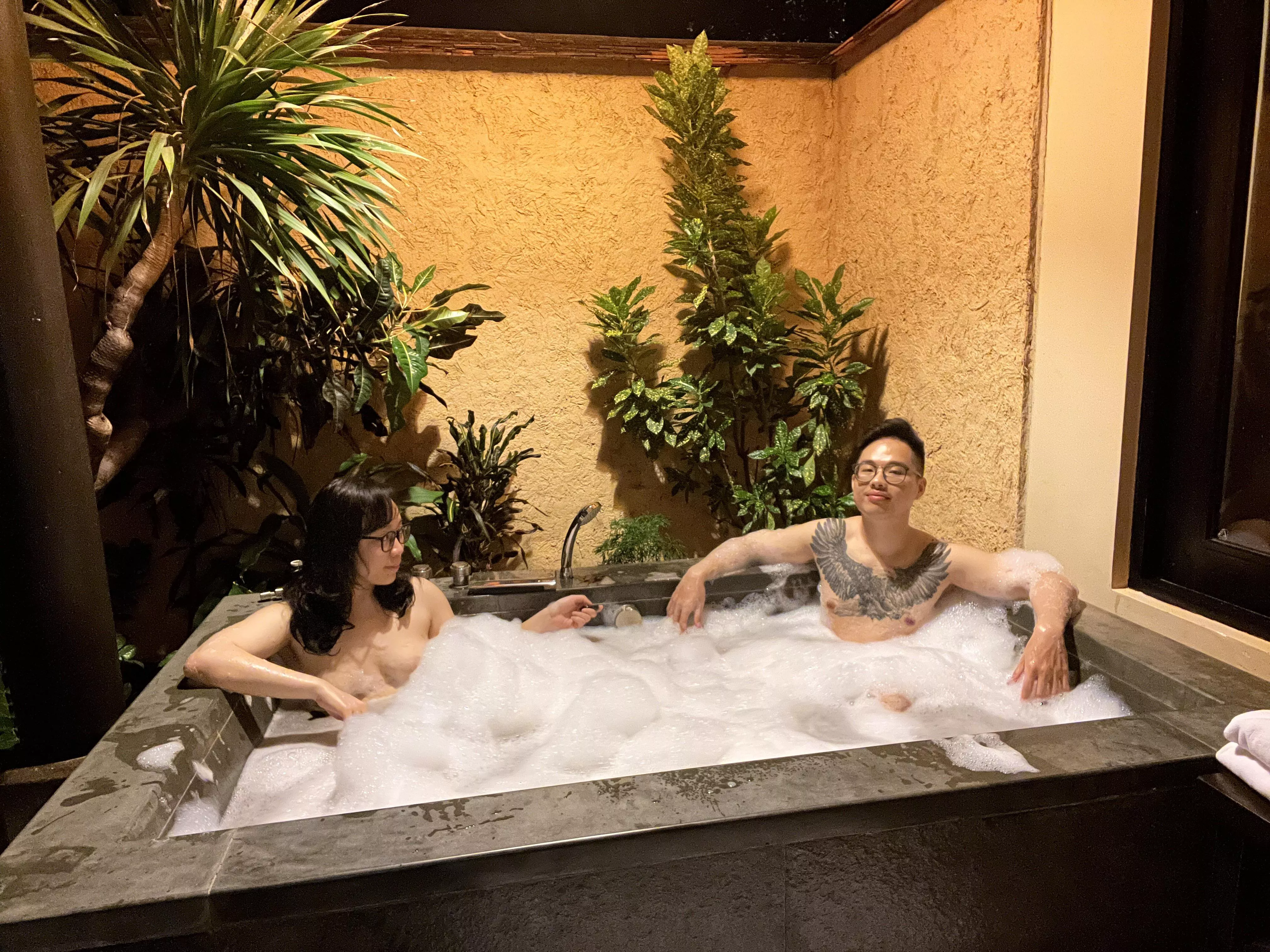 Enjoying a bath together