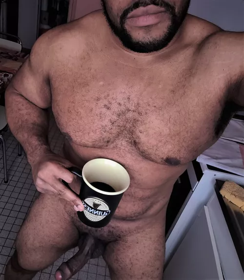 Enjoying some coffee while watching my neighbor.