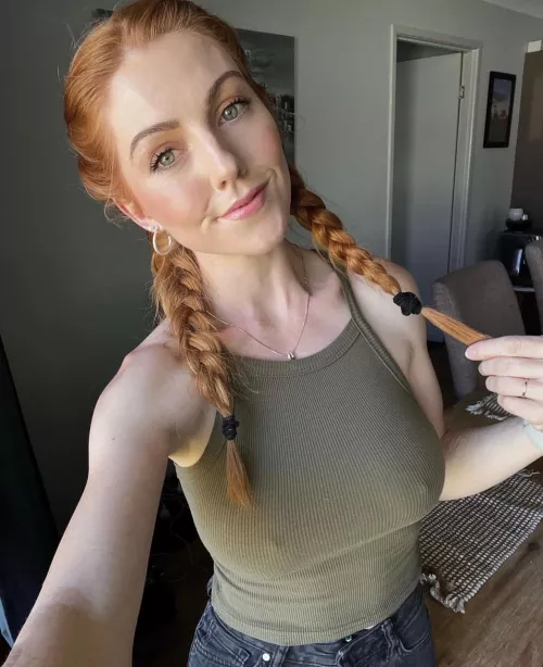 Ginger in pigtails