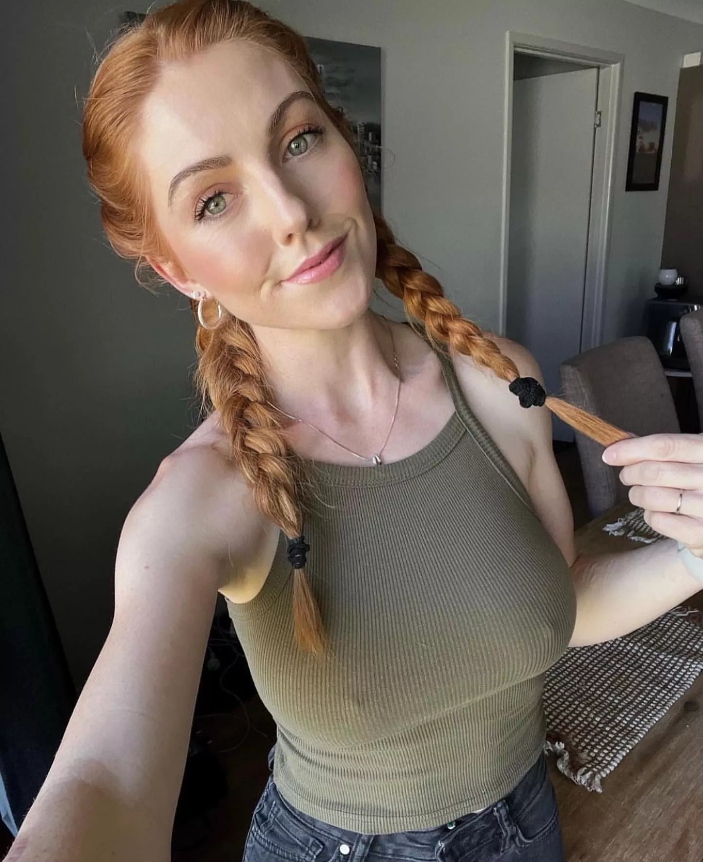 Ginger in pigtails