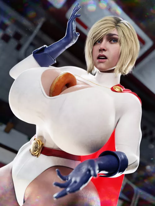 Power Girl - Lucky Donut Stuck in her Huge Rack (LlestrRhyw) [DC]