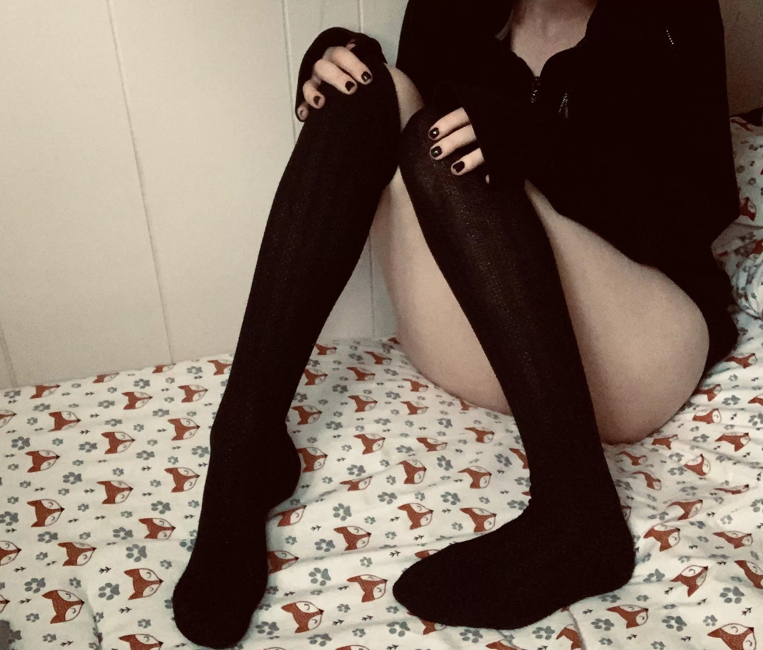 Thigh highs and painted nails!!