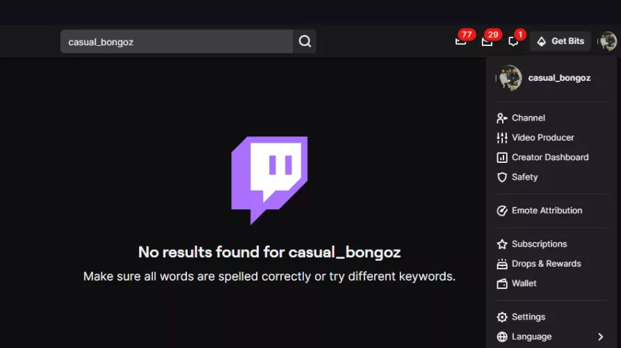 twitch hid my account?
