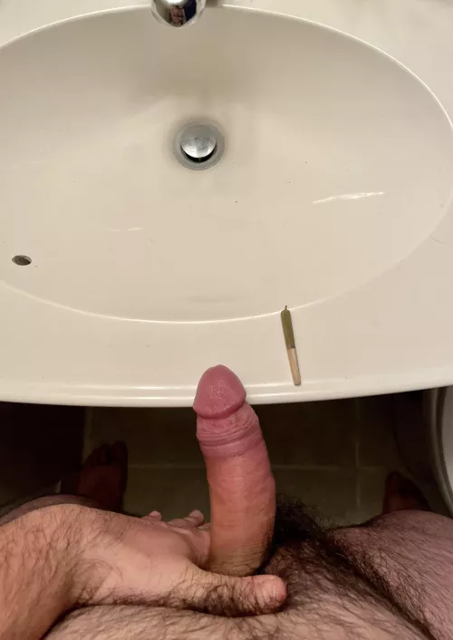 Woke up early, time to smoke a joint, sip some coffee and stroke (m)y girthy cock