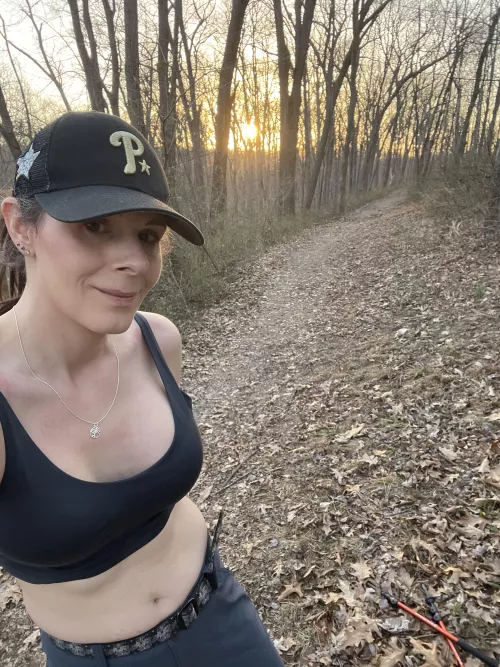 A comfy sports bra always protects my titties when out in nature (41F)