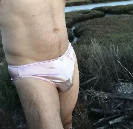 How do I look in pink satin outside?