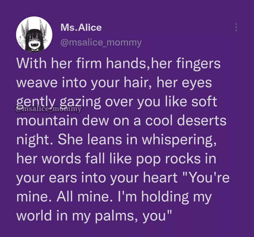 Pov: Your domme is cuddling you. It's been a while since I wrote something like this💜✨