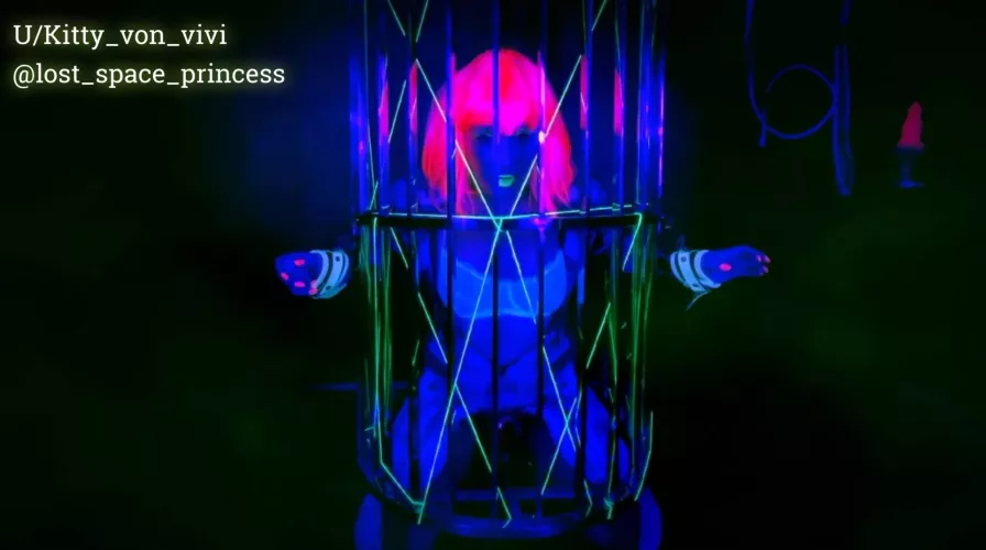 Space Babe locked in Bondage Cage OC [F]