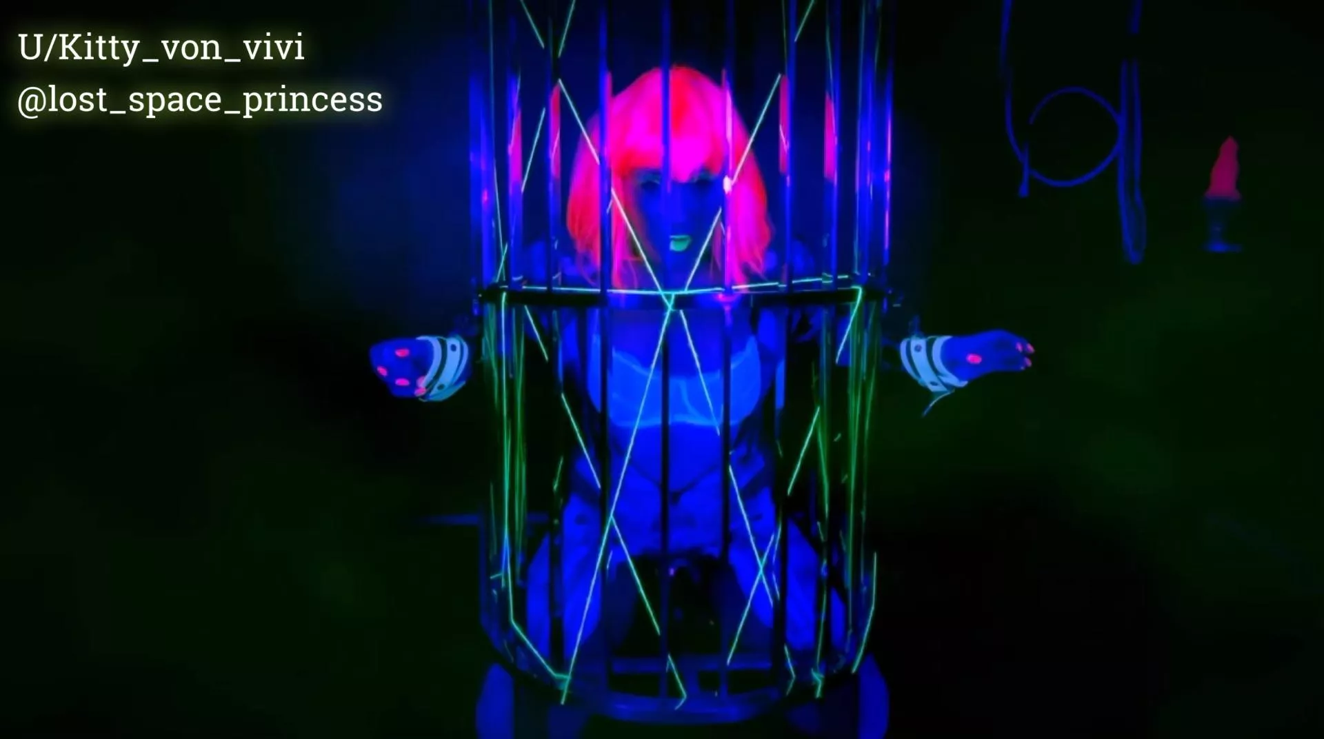 Space Babe locked in Bondage Cage OC [F]