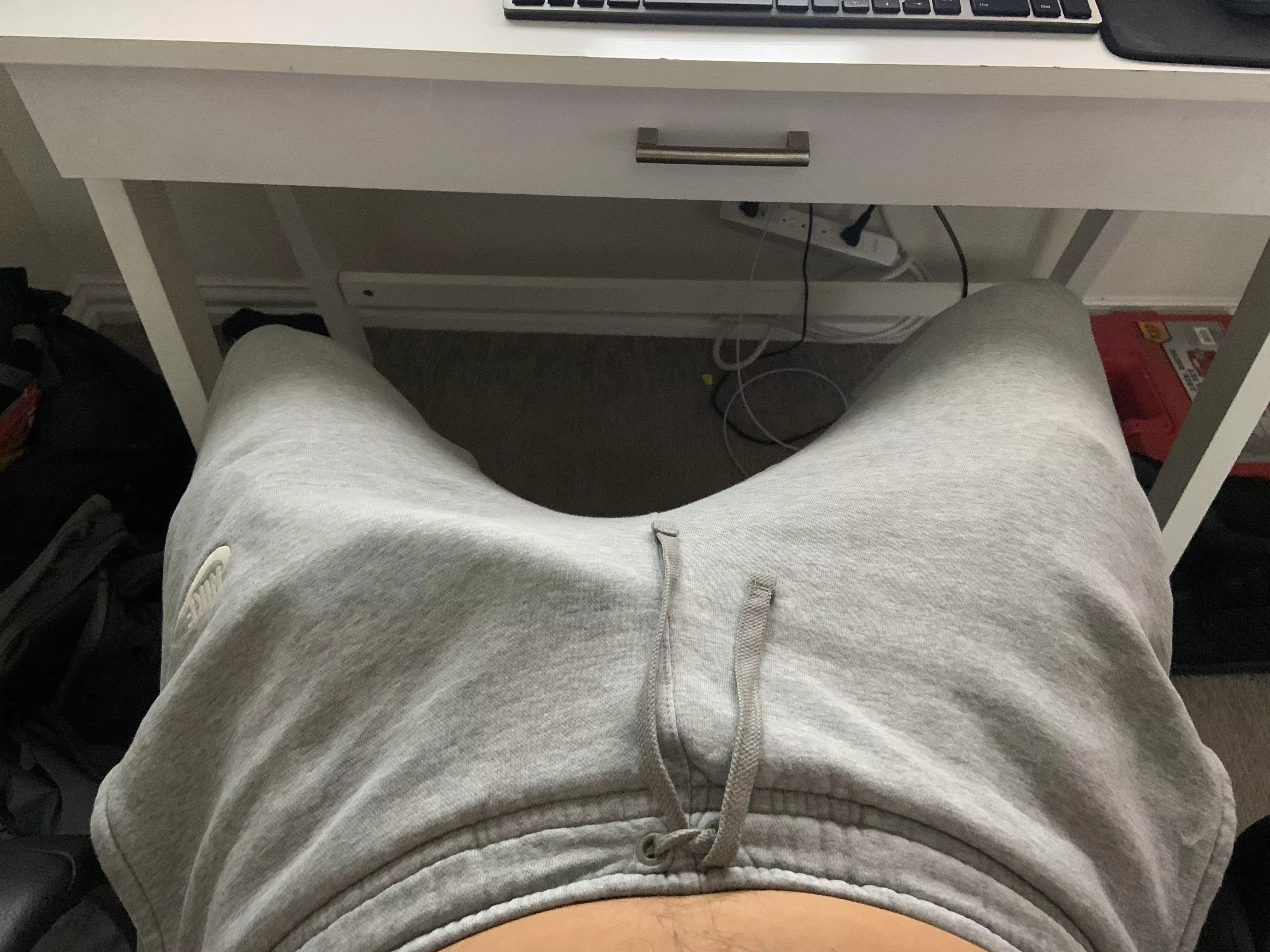 Take a seat on my lap or get under the desk..