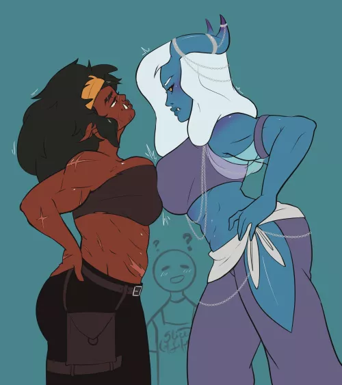 Thicc Ogre vs Bricc Dragonkin (Art by PorcBuns)