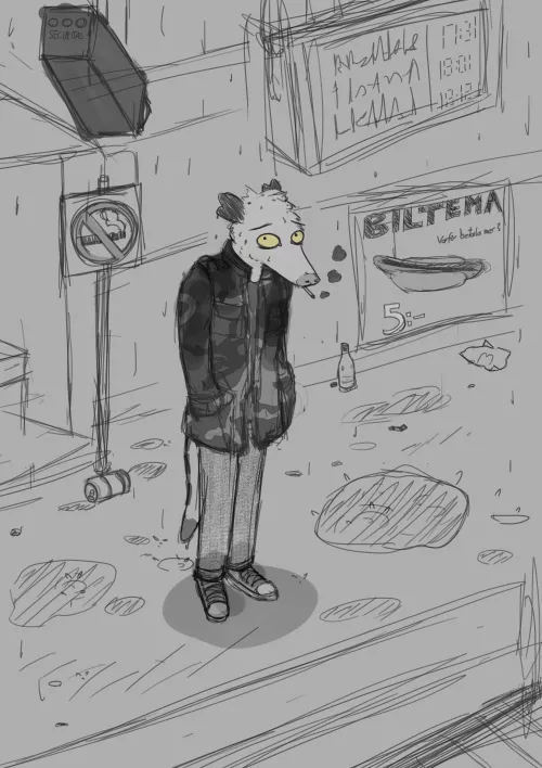 At the trainstation (art by me!)