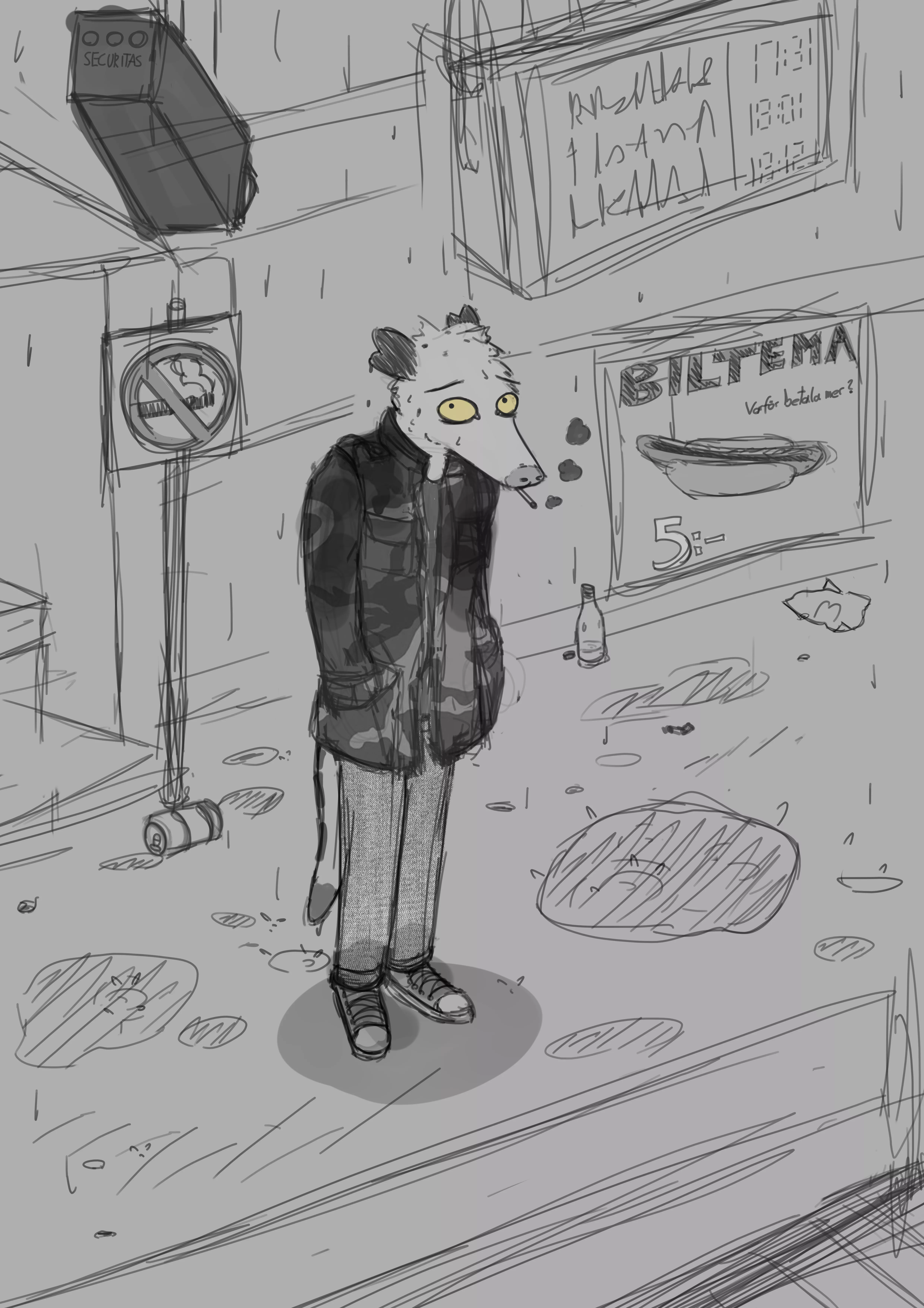 At the trainstation (art by me!)