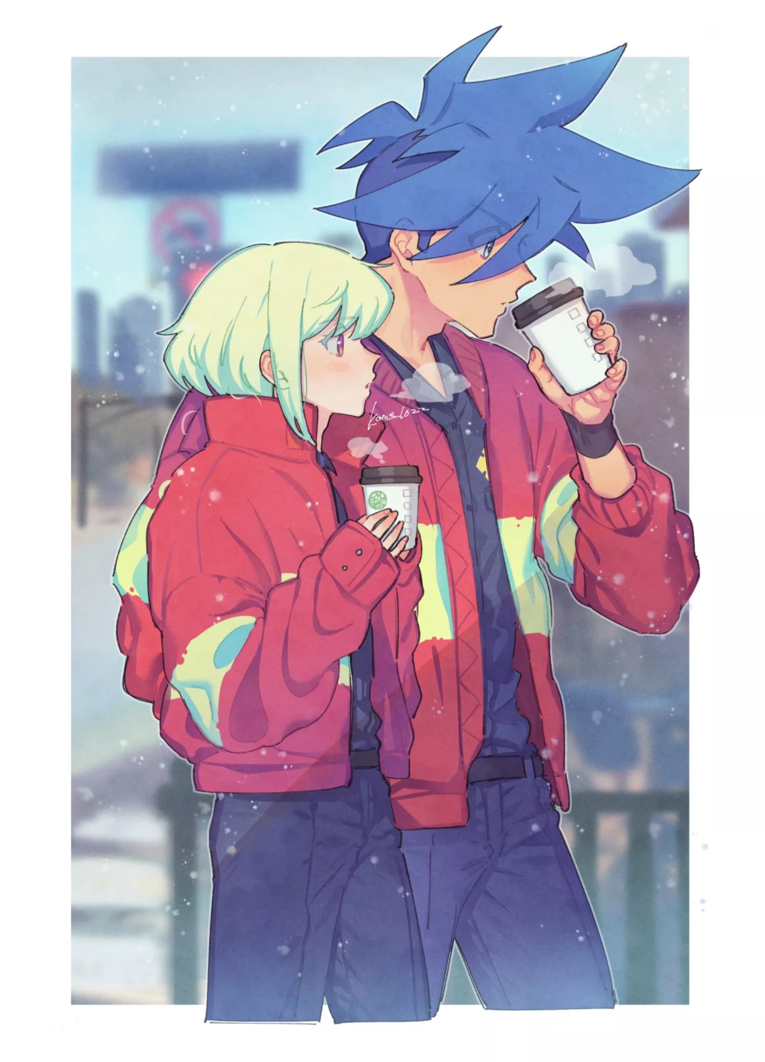 Coffee is nice on a cold day and with a cute guy