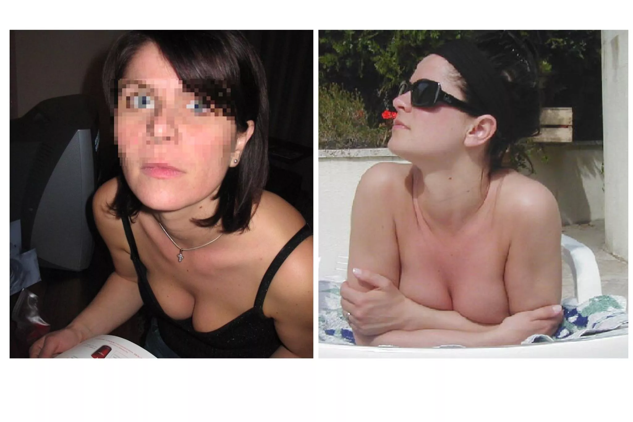 French Mom dressed & tanning undressed