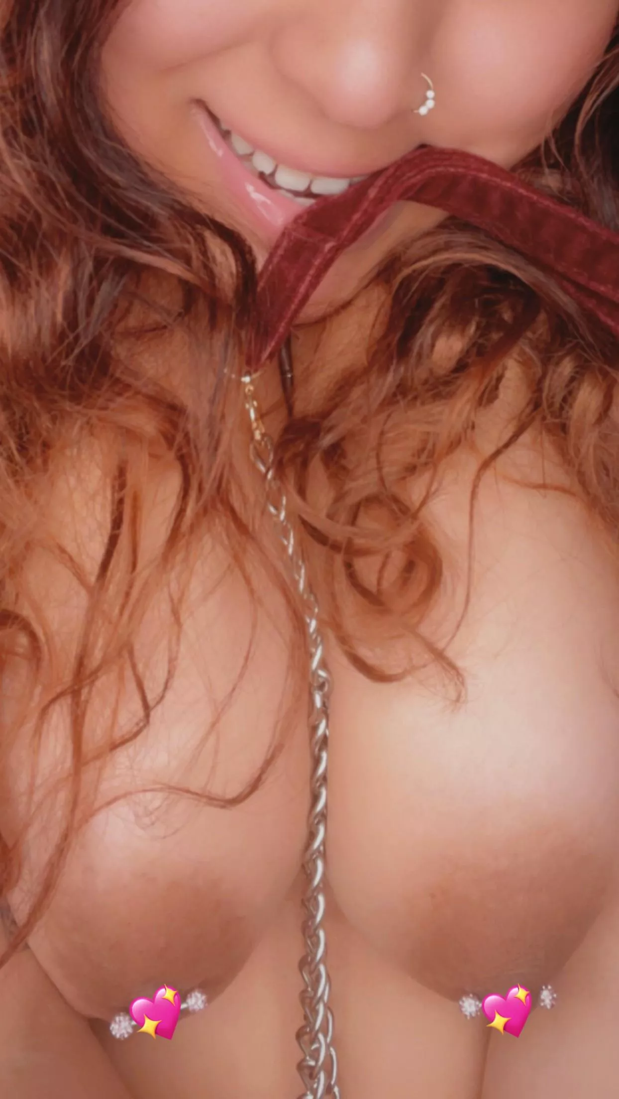 I’m always smiling when I’m showing off my big pierced titties